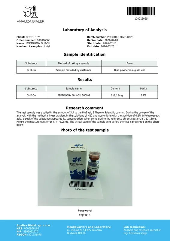GHK-Cu 100 mg – vario tripeptidas (Gly-His-Lys) tyrimams – paveikslėlis 2