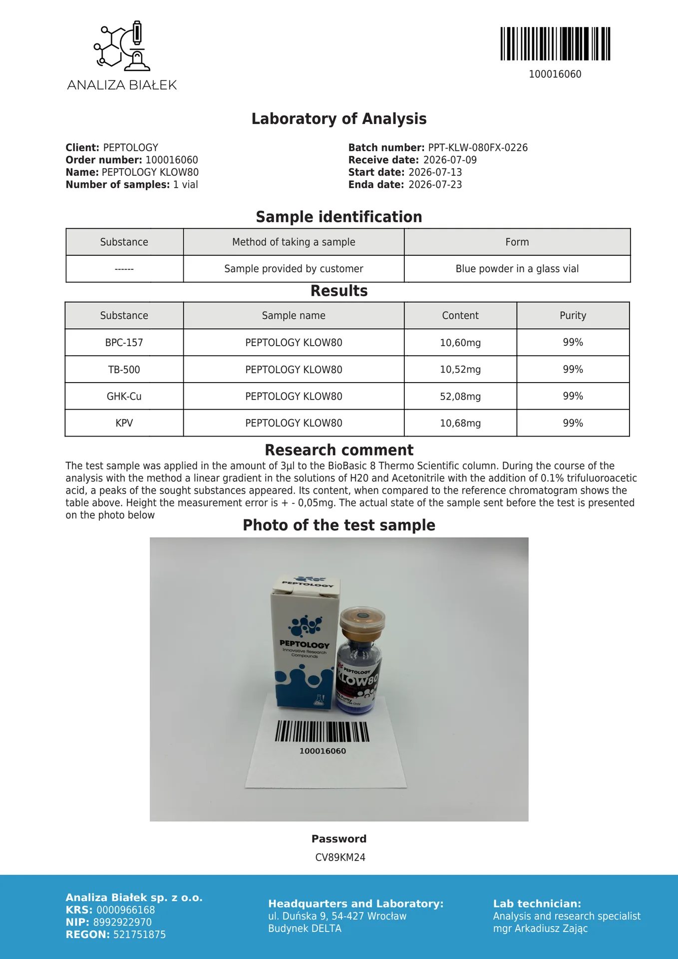KLOW80 – mišinys: GHK-Cu 50 mg, TB-500, BPC-157 ir KPV po 10 mg – paveikslėlis 2
