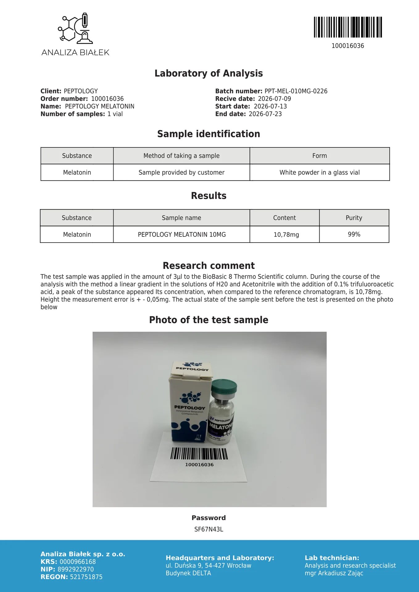 Melatoninas 10 mg – cirkadinio ritmo neurohormonas tyrimams – paveikslėlis 2