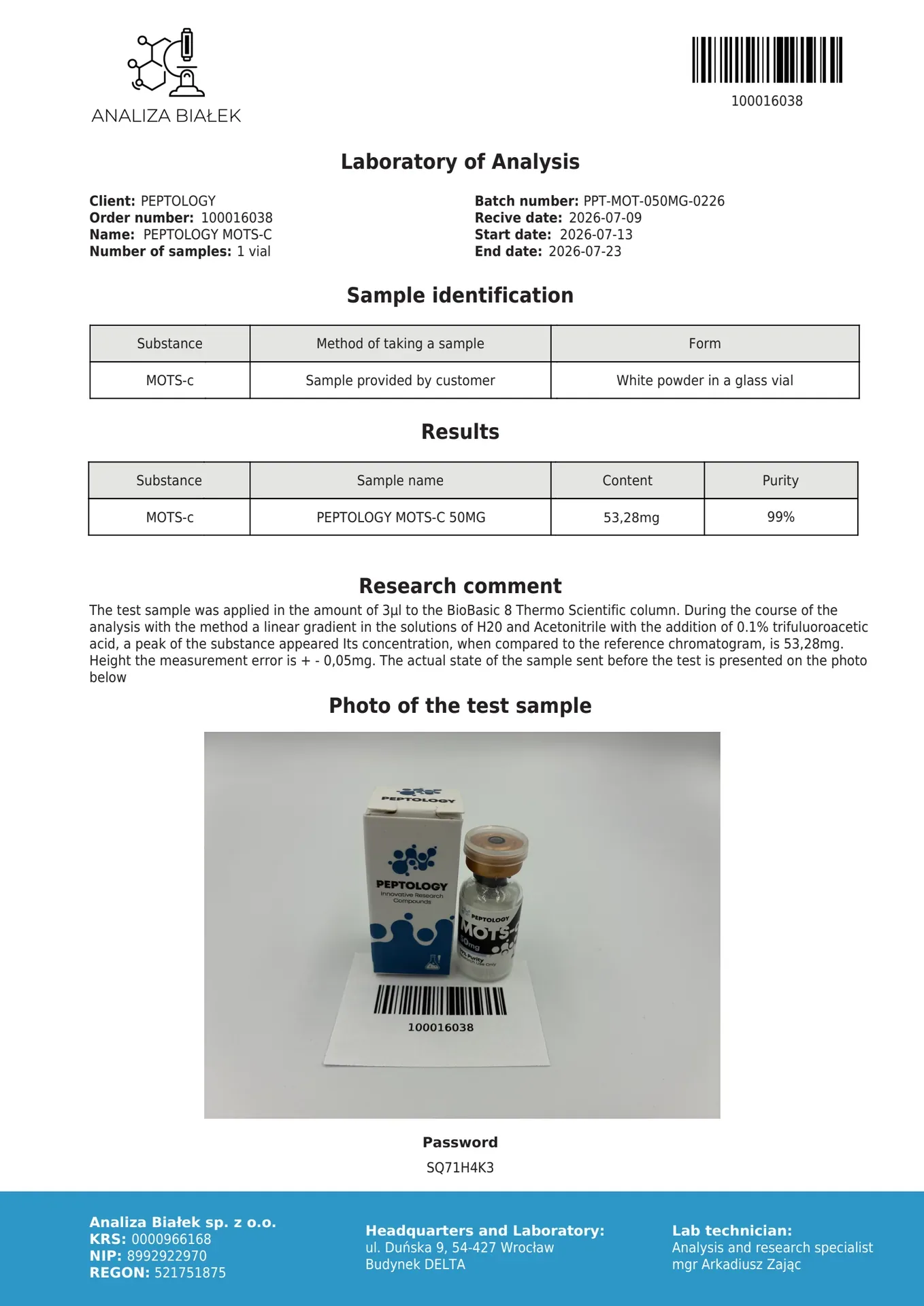 MOTS-c 10 mg / 50 mg – iš mitochondrijų gautas peptidas tyrimams – paveikslėlis 3