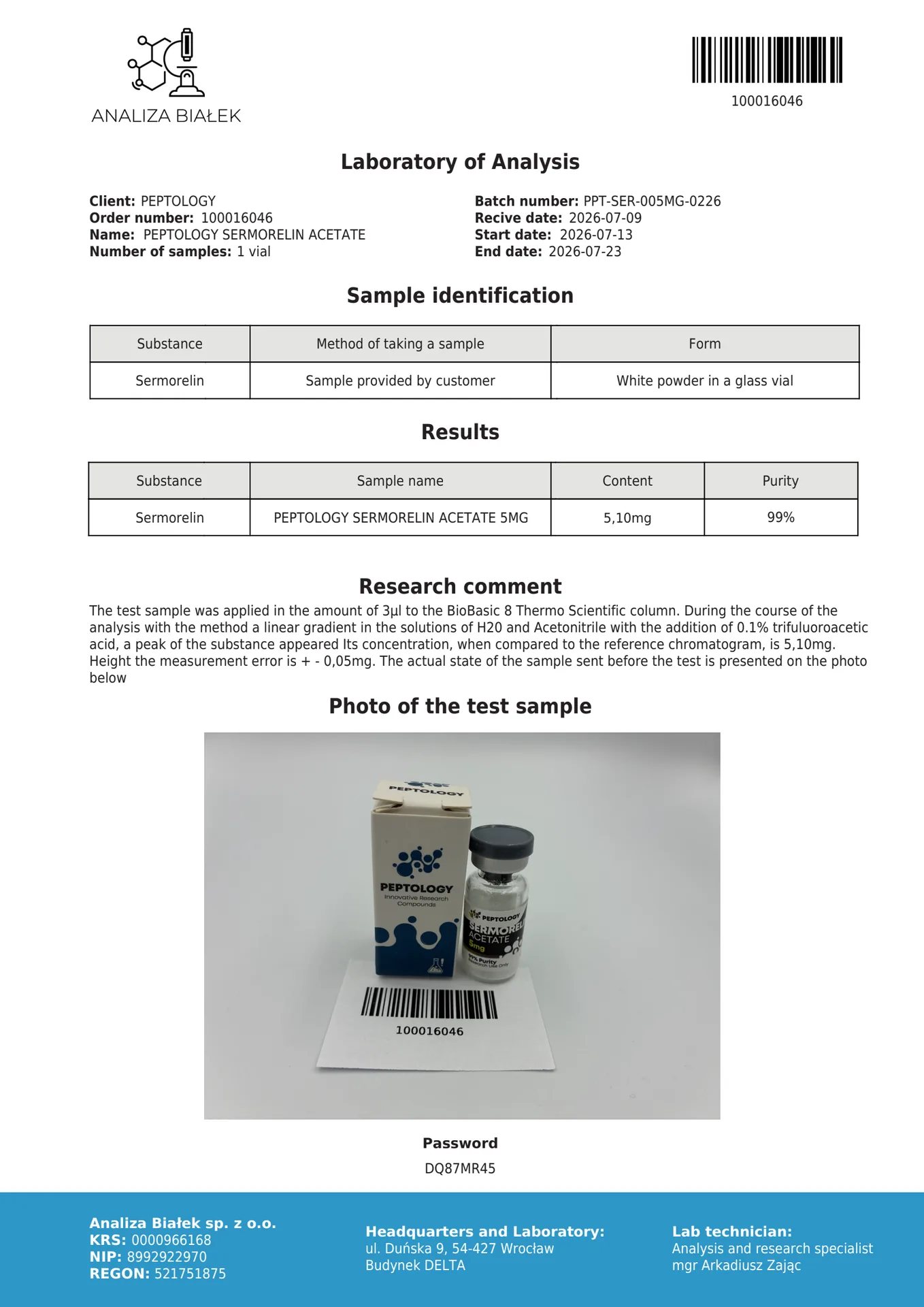 Sermorelin Acetate 5 mg – augimo hormono stimuliatorius (GHRH) – paveikslėlis 2