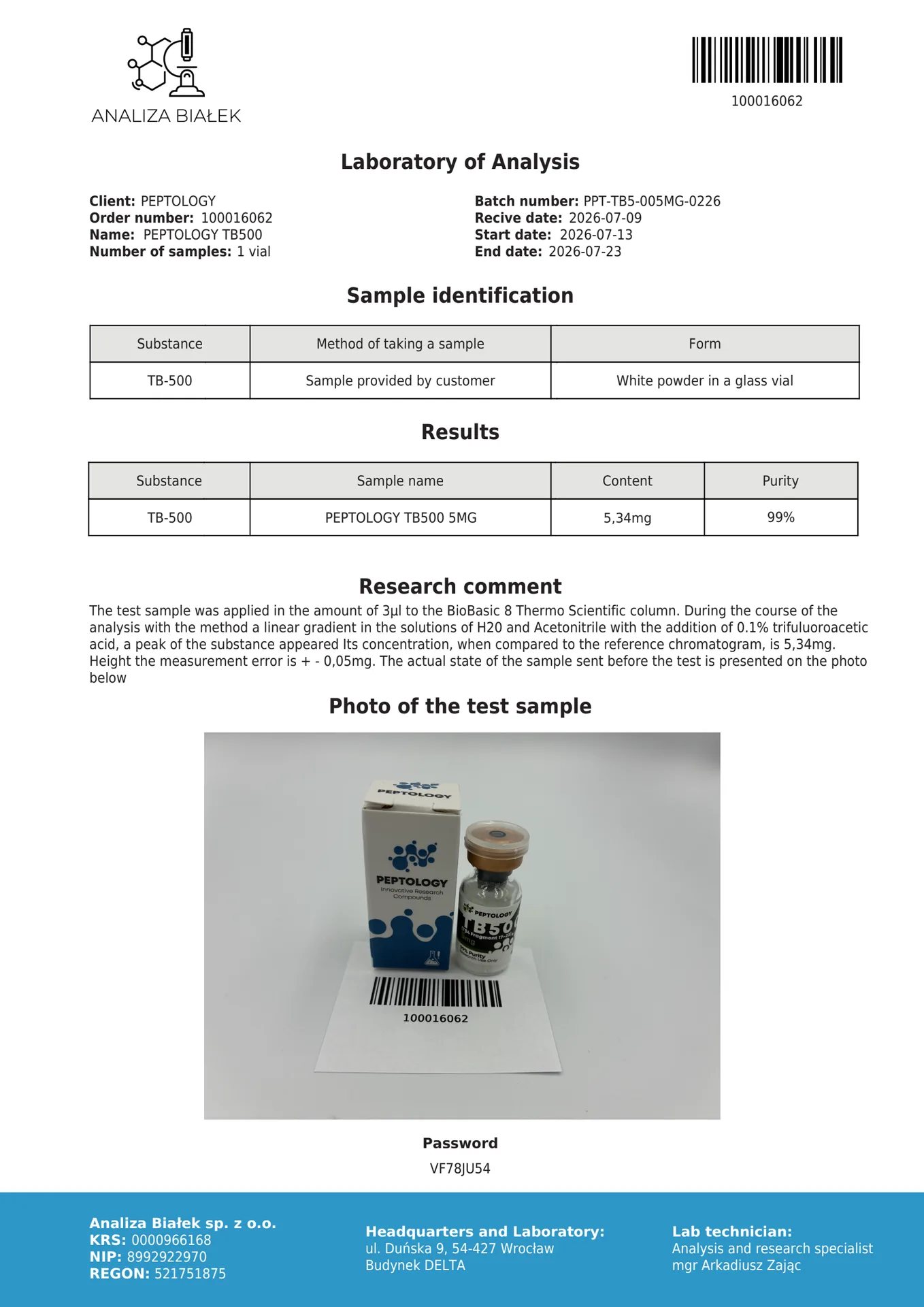 TB500 5 mg/10mg – sintetinis timozino beta-4 fragmentas tyrimams – paveikslėlis 2